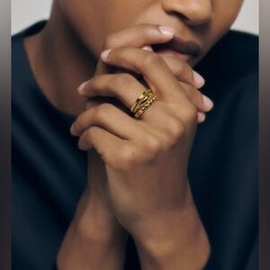 Monica Vinader Nura Teardrop Ring 18K Gold Vermeil Size 7